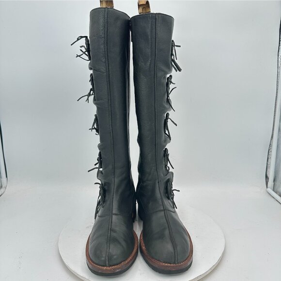 Jim Barnier Dreamcatcher Women Size 7 Black Leather Side Zip up Knee High Boot - Picture 2 of 13